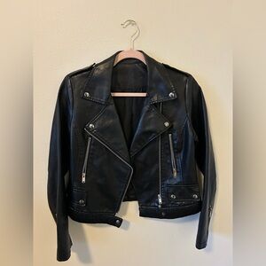 Black Faux Leather Moto Jacket